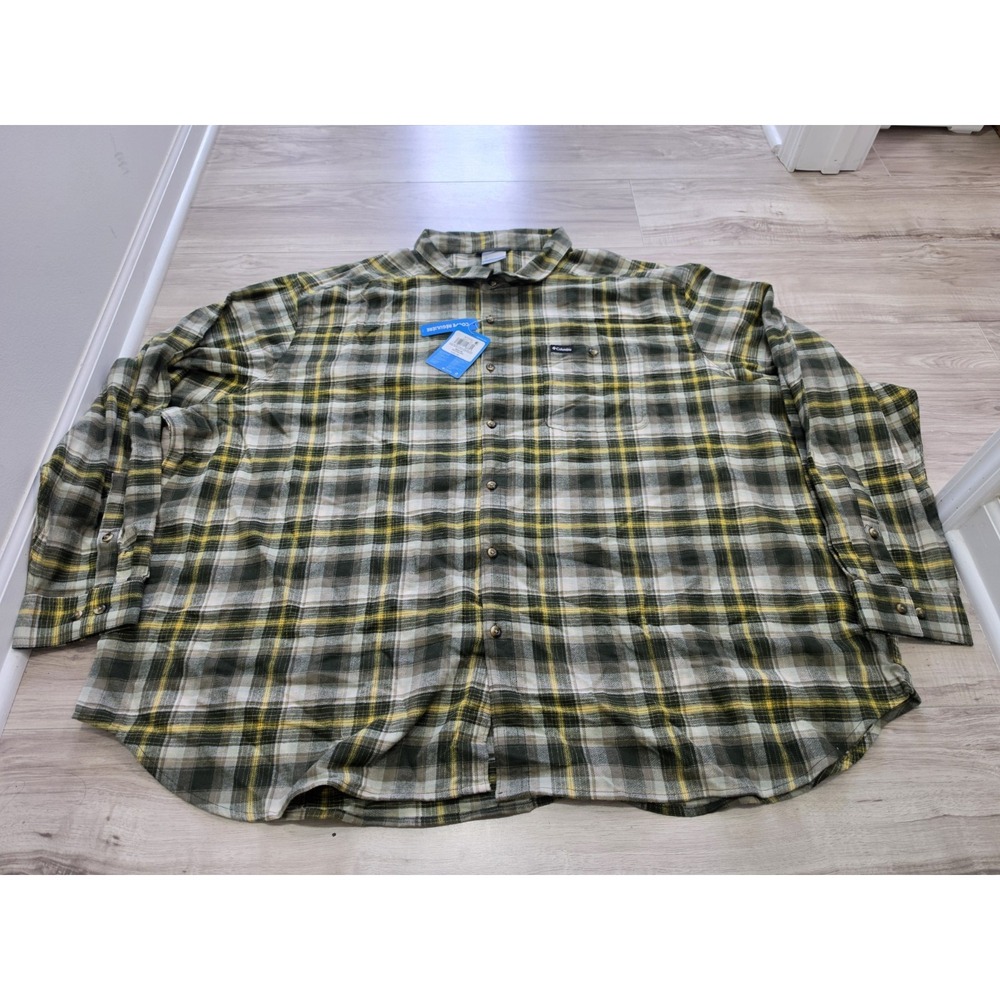 Columbia Men's Green Flannel Check Long Sleeve Shirt Size 6X